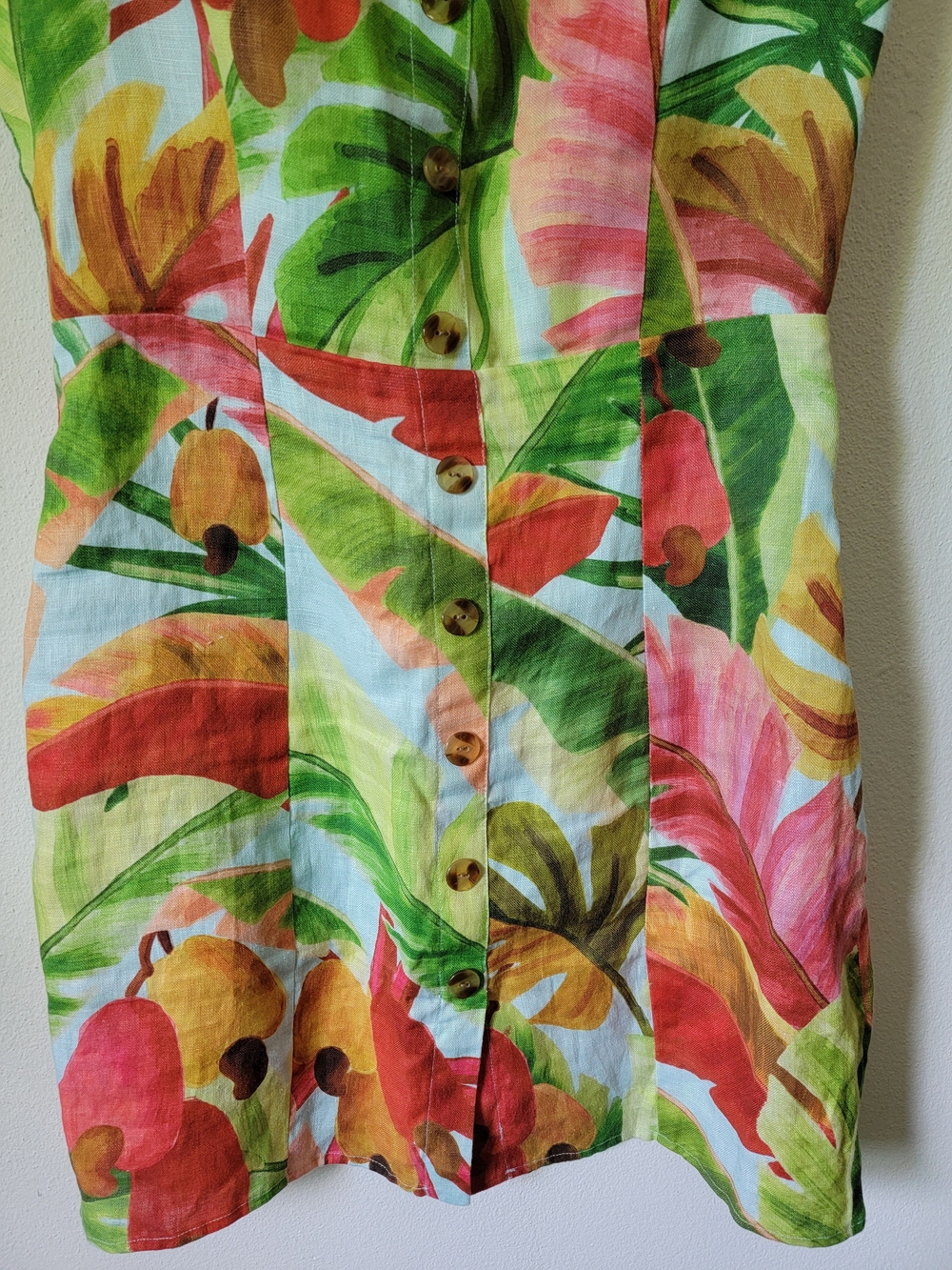 Anthropologie Farm Rio Nisa Linen Mini Dress Tropical Sz S EUC - Picture 5 of 16